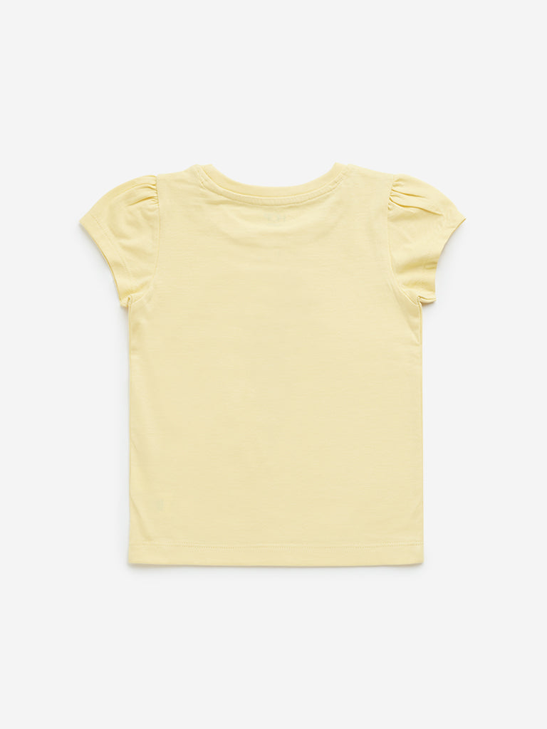 HOP Kids Yellow Ice-Cream Design Cotton T-Shirt - Image 3