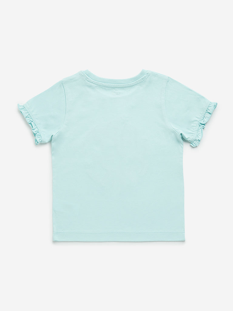 HOP Kids Mint Text Printed Cotton T-Shirt - Image 3