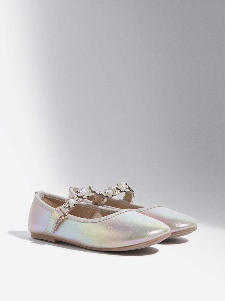 Yellow Multicolour Floral Applique Mary Jane Shoes - Image 2