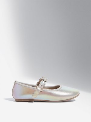 Yellow Multicolour Floral Applique Mary Jane Shoes