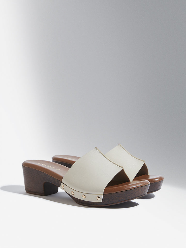 LUNA BLU Ivory Slip-On Heel Sandals - Image 2