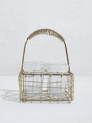 Westside Home Gold Chain Holder Caddy with Glasses