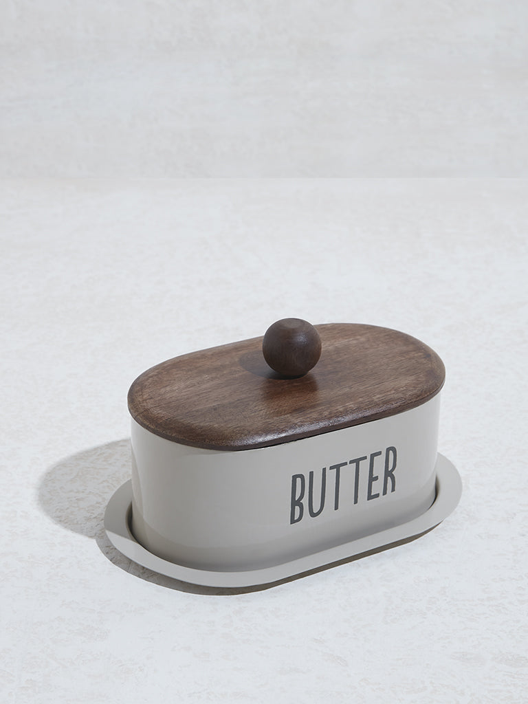 Westside Home Grey Text Design Butter Dish - Image 2