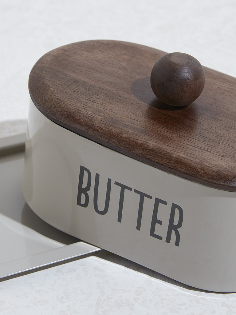 Westside Home Grey Text Design Butter Dish - Image 3