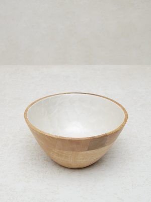 Westside Home White Enamel Wooden Bowl - Large