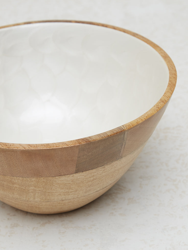 Westside Home White Enamel Wooden Bowl - Large - Image 3