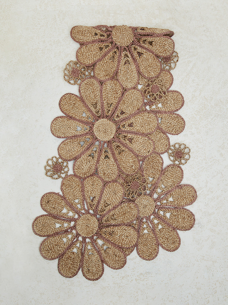 Westside Home Pink Floral Design Table Runner - Image 2