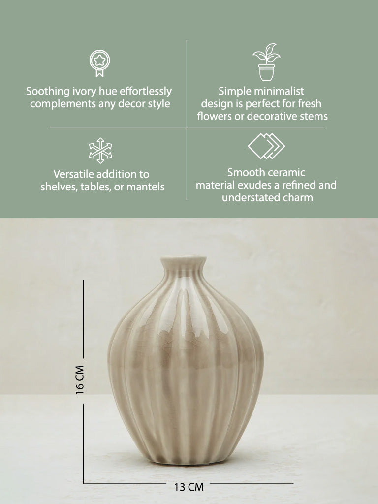 Westside Home Ivory Ceramic Vase - Small - Image 4