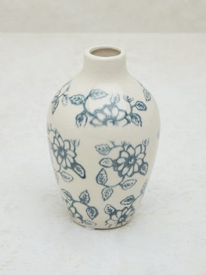Westside Home White Floral Printed Ceramic Vase