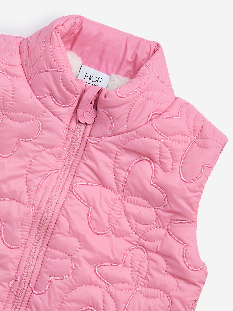HOP Kids Pink Quilted Puffer Jacket - Image 2