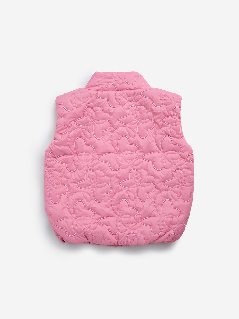 HOP Kids Pink Quilted Puffer Jacket - Image 3