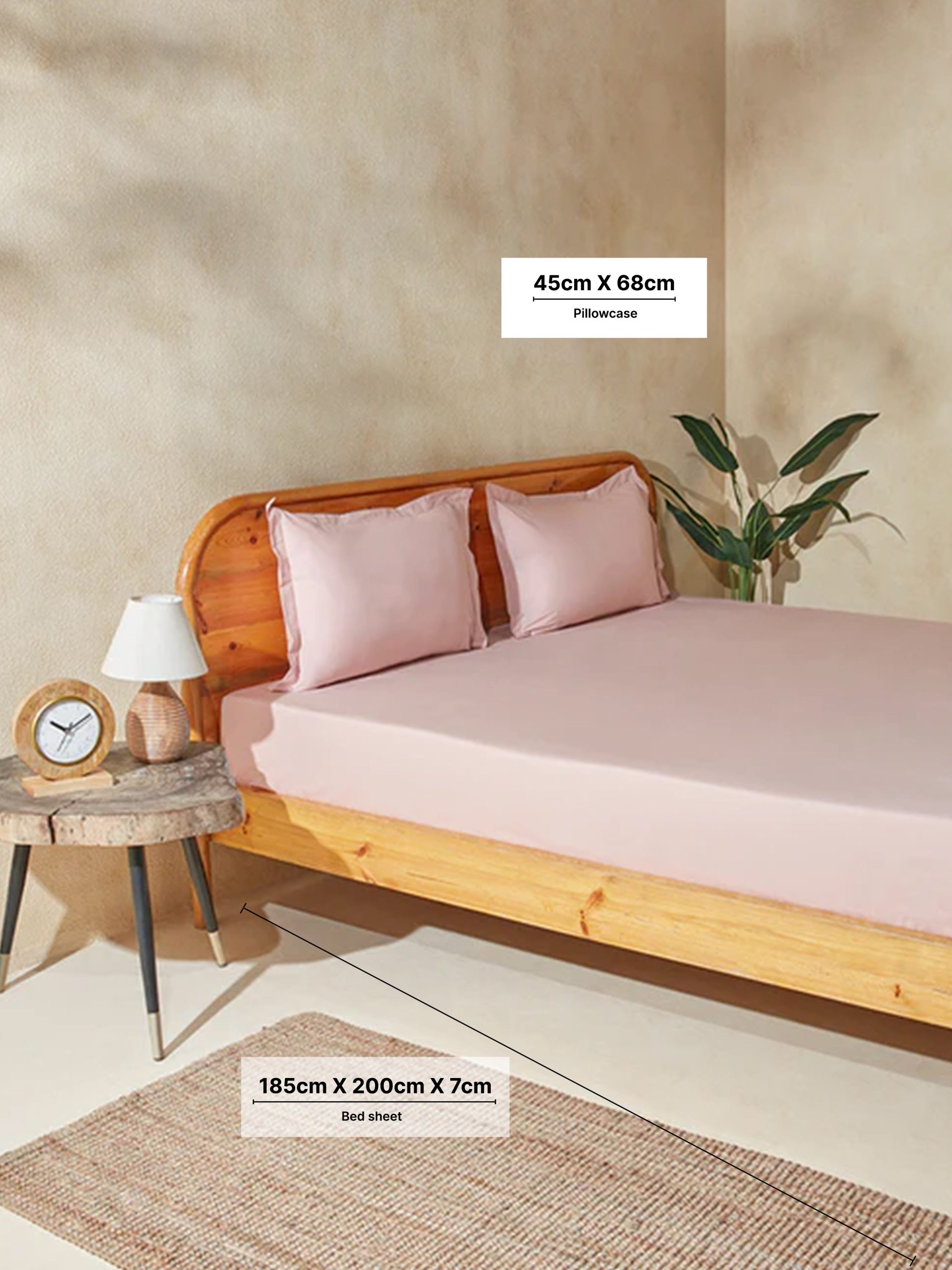 Westside Home Pink Solid King Bed Fitted Sheet and Pillowcase Set - Image 4