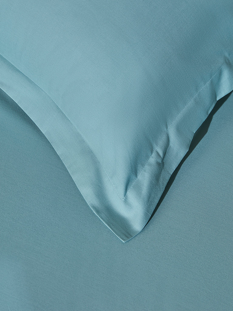 Westside Home Dusty Blue King Bed Fitted Sheet and Pillowcase Set - Image 3