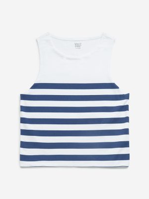 Y&F Kids Navy Striped Cotton T-Shirt