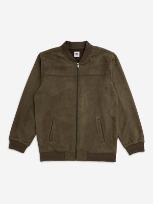 Y&F Kids Olive Faux-Suede Jacket