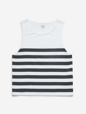 Y&F Kids Black Striped Cotton T-Shirt