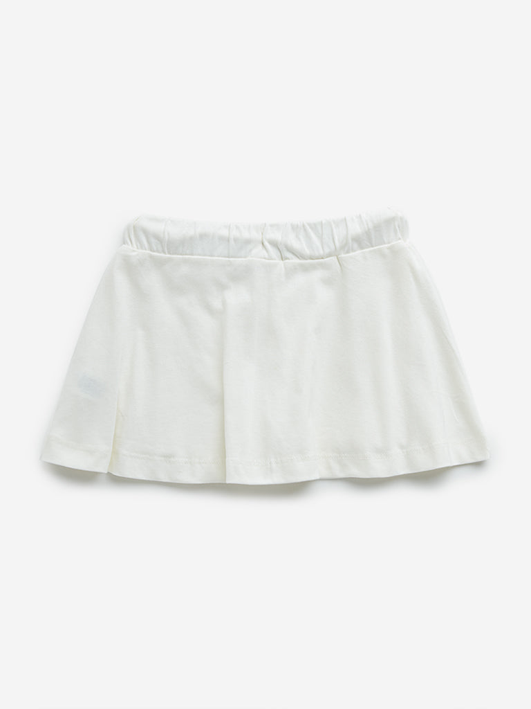 HOP Kids Off-White Striped Cotton Polo T-Shirt - Image 2