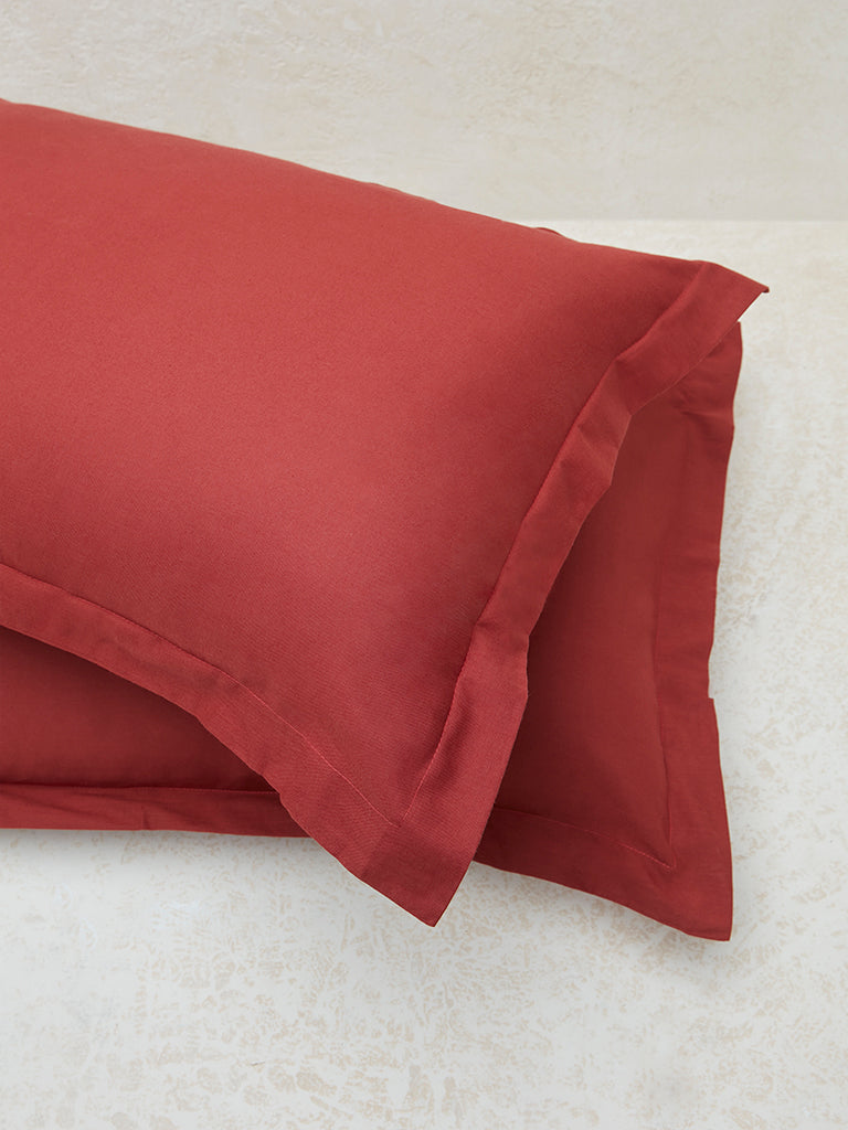Westside Home Dark Red Solid Pillowcase (Set of 2) - Image 2