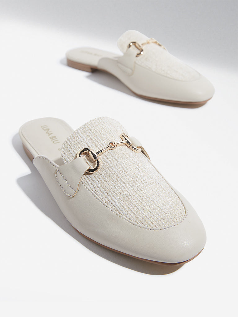 LUNA BLU Ivory Metal-Detailed Mules - Image 3