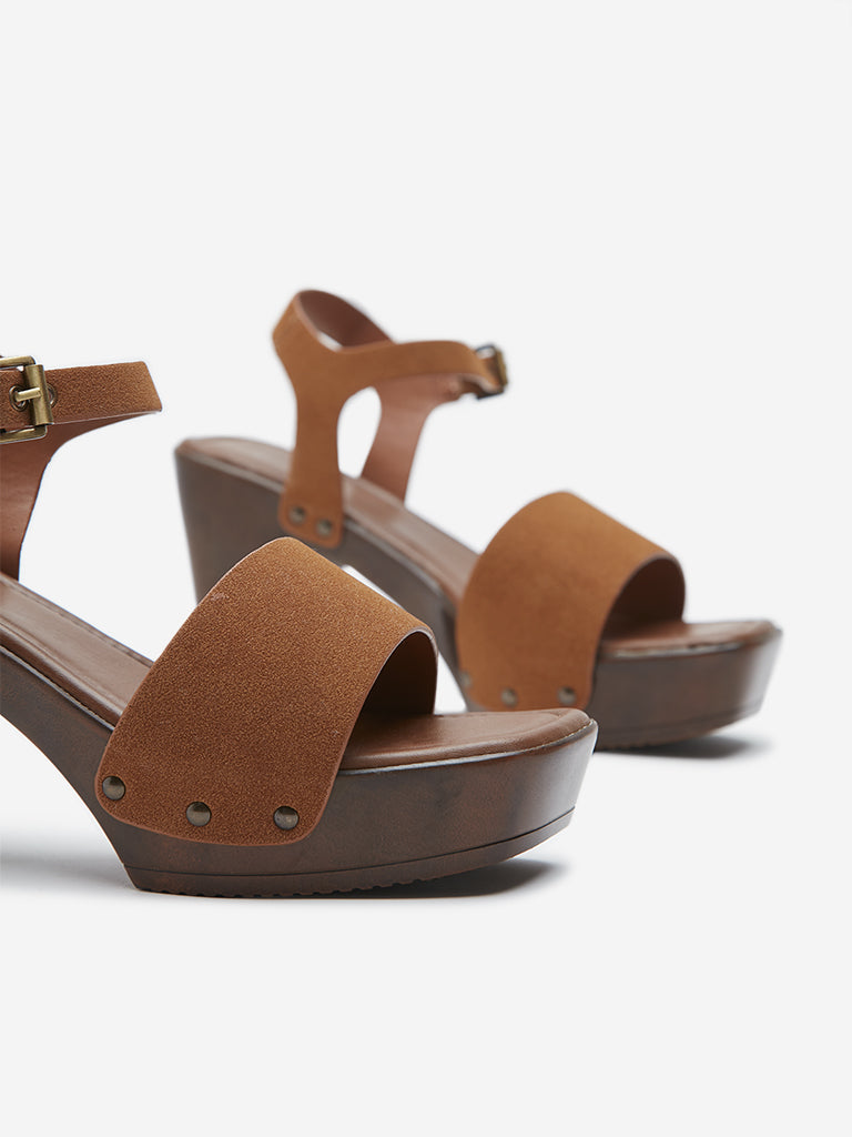 LUNA BLU Tan Block-Heel Sandals - Image 3