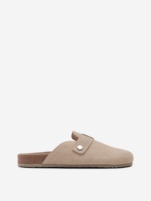 LUNA BLU Beige Suede Slip-On Sandals