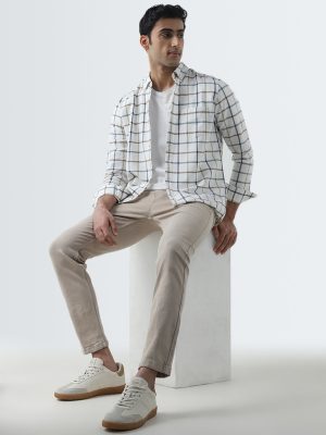 WES Casuals Beige Slim-Fit Mid-Rise Jeans