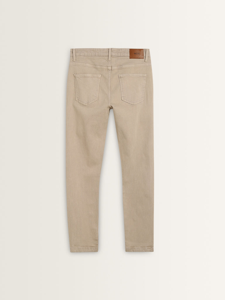 WES Casuals Beige Slim-Fit Mid-Rise Jeans - Image 7