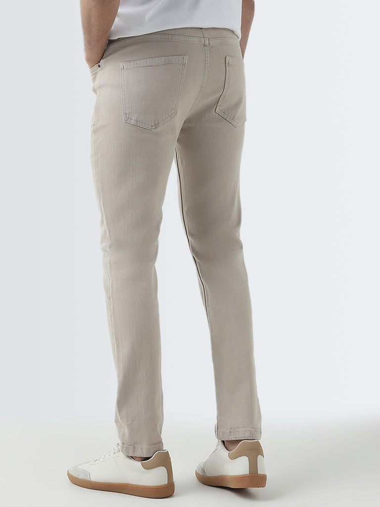 WES Casuals Beige Slim-Fit Mid-Rise Jeans - Image 5