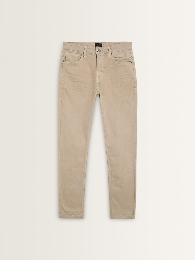 WES Casuals Beige Slim-Fit Mid-Rise Jeans - Image 6