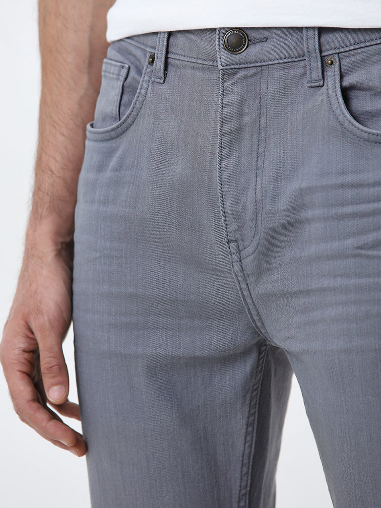 WES Casuals Grey Solid Slim-Fit Mid-Rise Jeans - Image 3