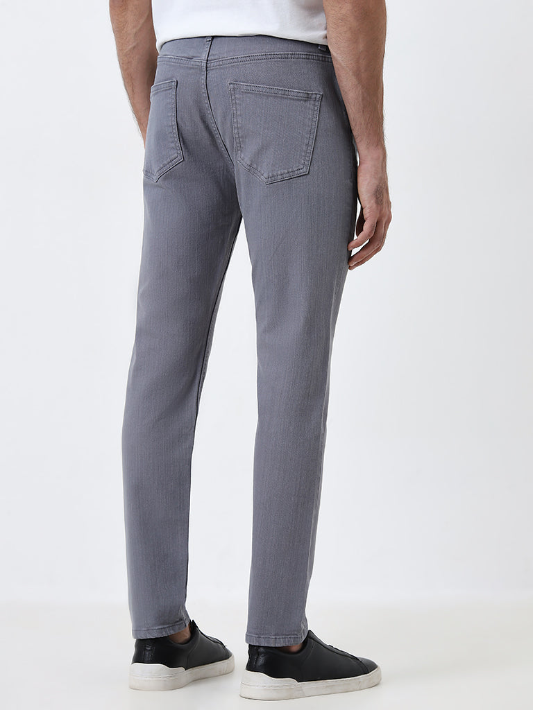 WES Casuals Grey Solid Slim-Fit Mid-Rise Jeans - Image 5