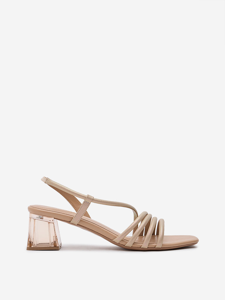 LUNA BLU Rose Gold Multi-Strap Heel Sandals