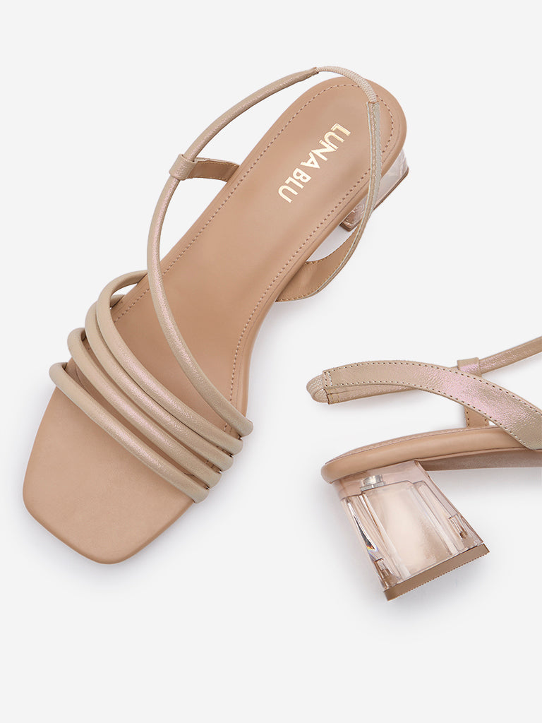 LUNA BLU Rose Gold Multi-Strap Heel Sandals - Image 3