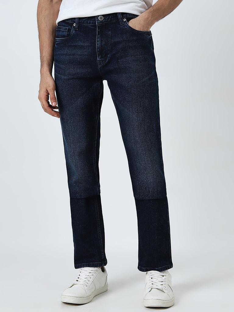 WES Casuals Dark Blue Faded Slim-Fit Mid-Rise Jeans - Image 3