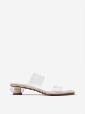 LUNA BLU Ivory Vinyl Strap Heel Sandals