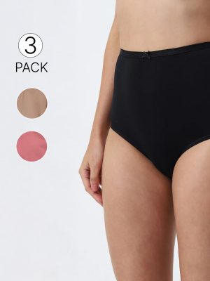 Wunderlove Light Taupe Solid Full Briefs - Pack of 3