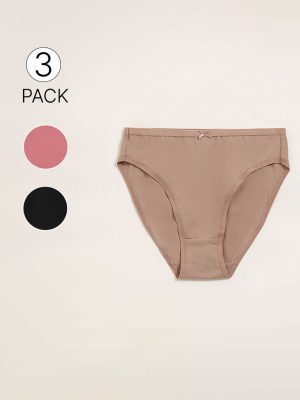 Wunderlove Light Taupe Solid Hi-Leg Briefs - Pack of 3