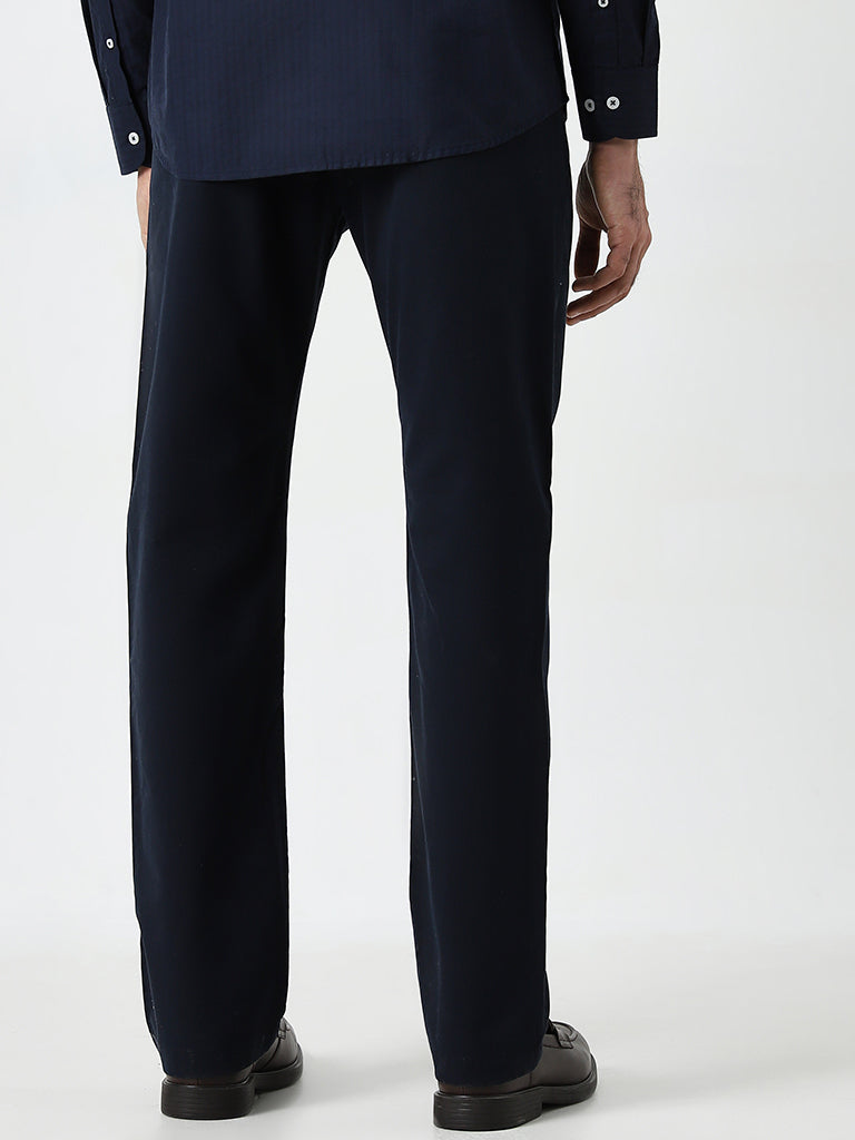 Ascot Navy Solid Relaxed-Fit Mid-Rise Cotton-Blend Chinos - Image 5