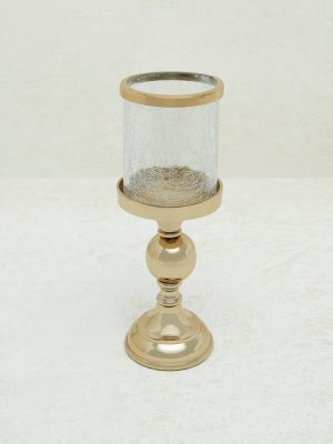 Westside Home Gold Candle Stand with Glass Holder - Small