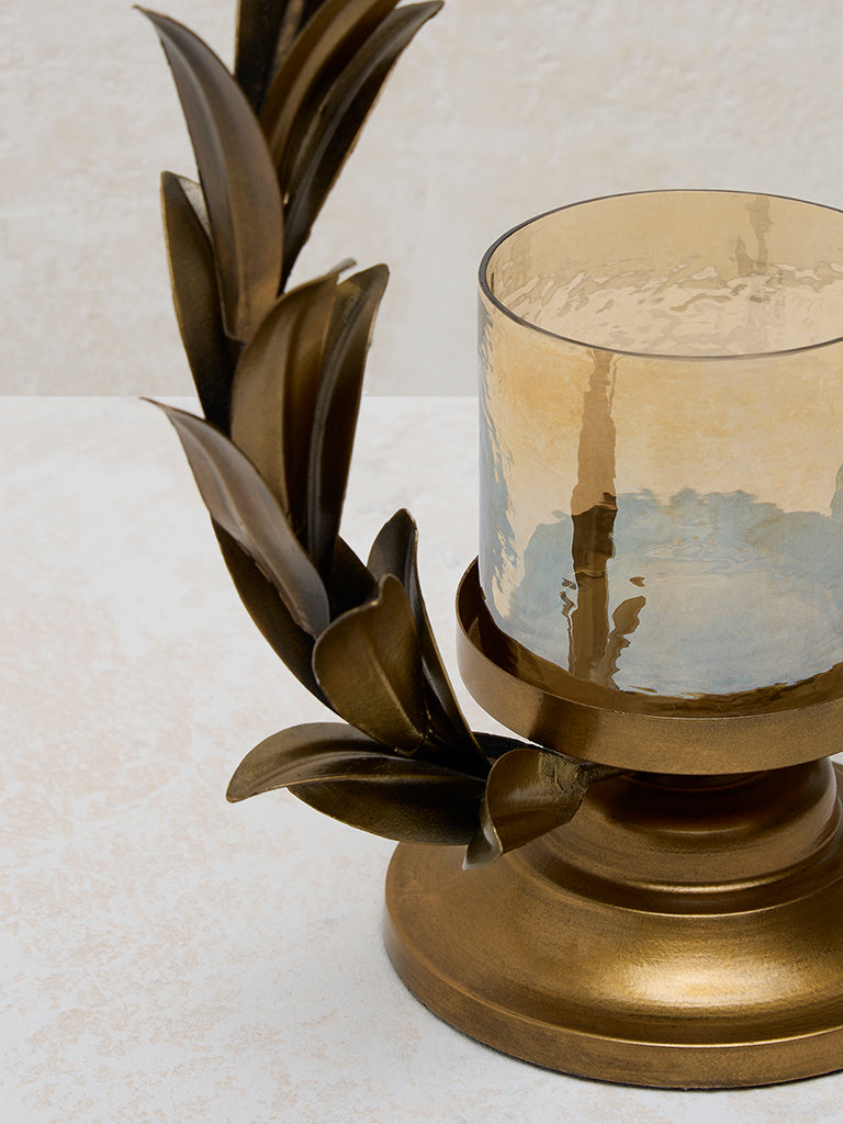 Westside Home Dull Gold Wreath Candle Stand - Image 3