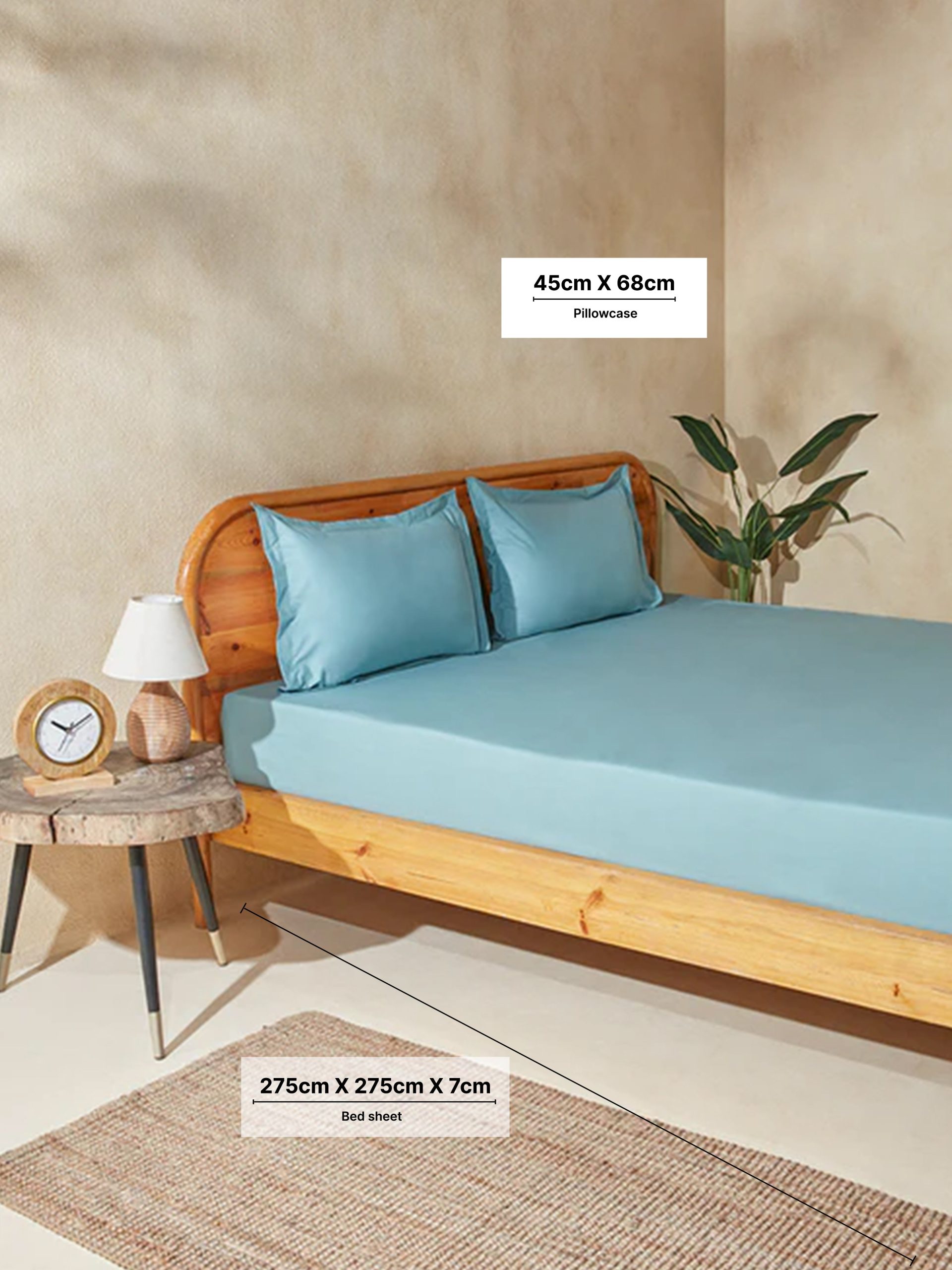 Westside Home Dusty Blue King Bed Flat Sheet and Pillowcase Set - Image 4