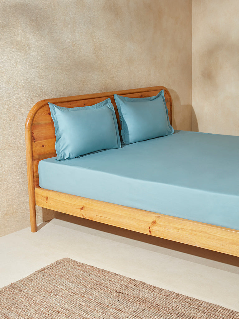 Westside Home Dusty Blue King Bed Flat Sheet and Pillowcase Set - Image 2