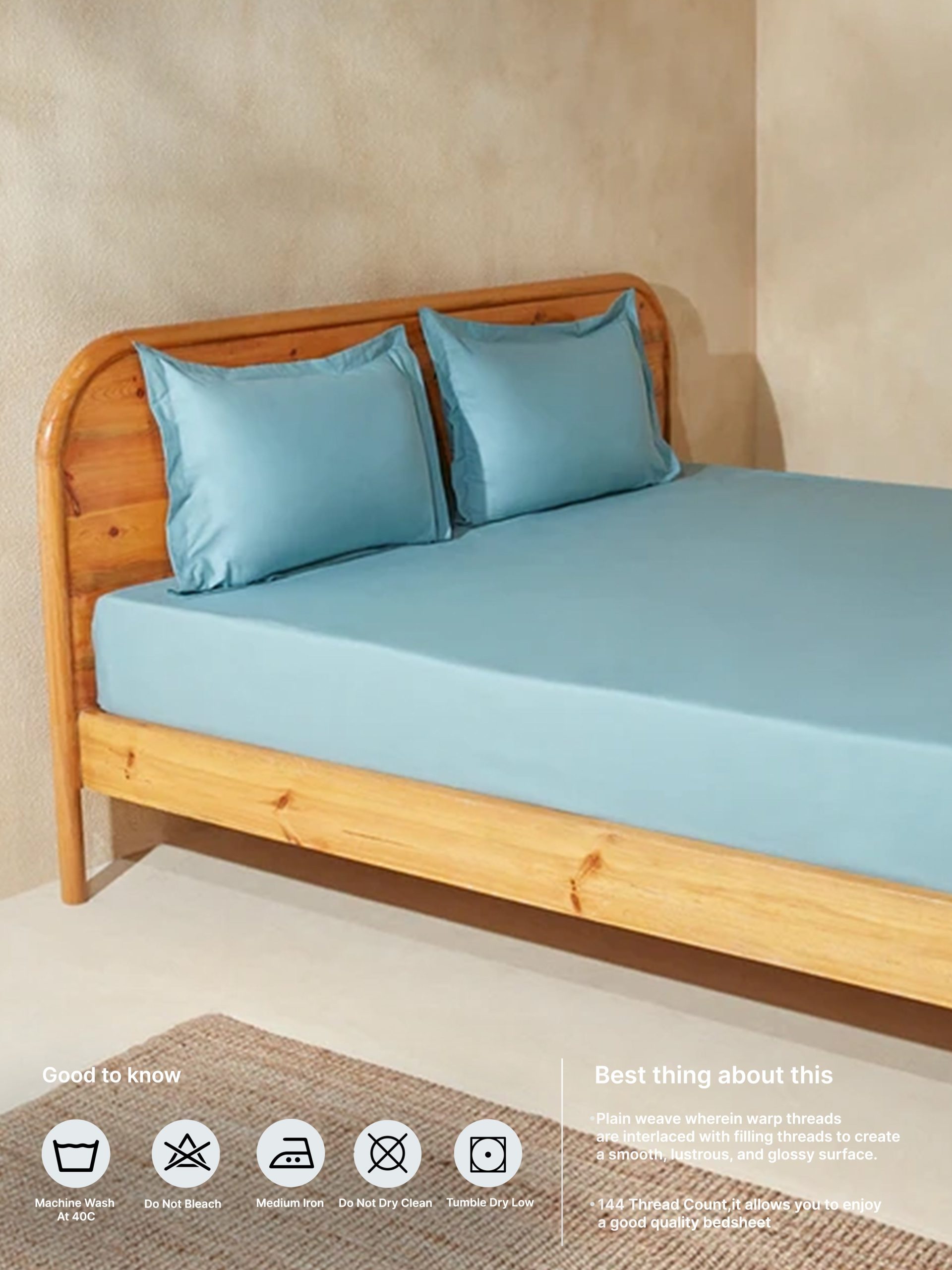 Westside Home Dusty Blue King Bed Flat Sheet and Pillowcase Set - Image 5