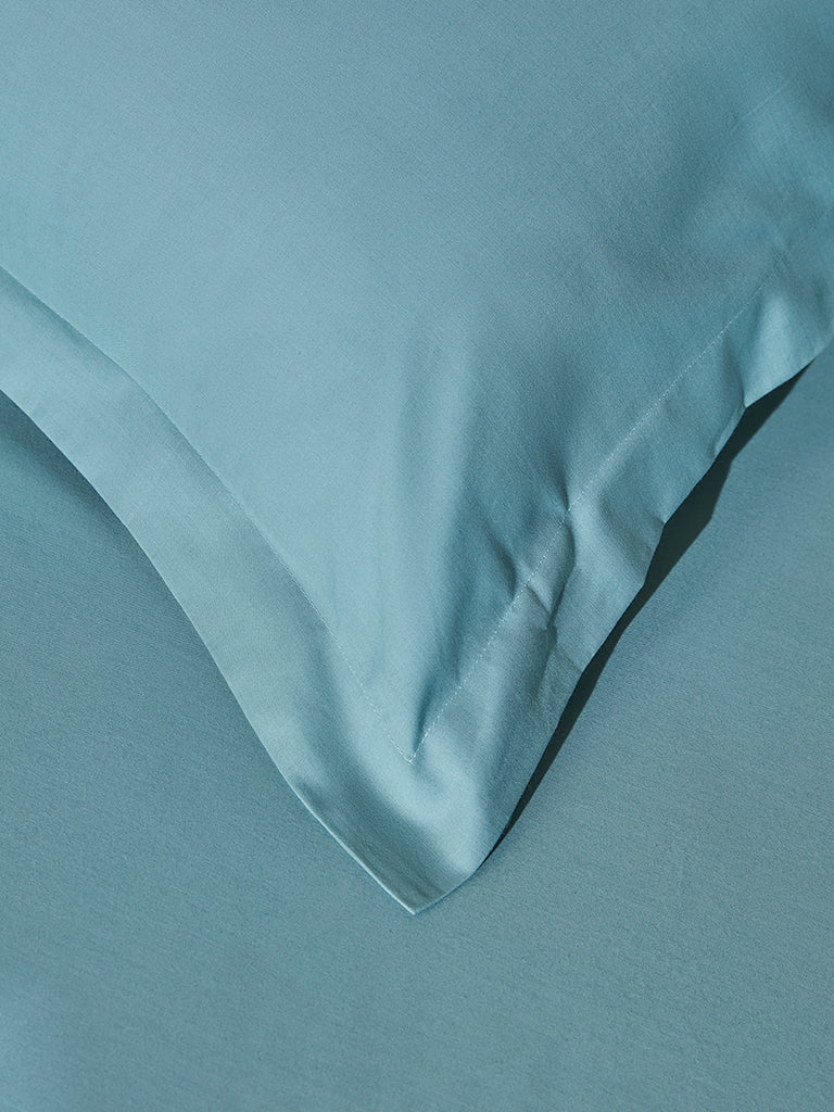 Westside Home Dusty Blue King Bed Flat Sheet and Pillowcase Set - Image 3