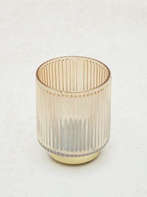 Westside Home Gold Ribbed Textured Candle Stand