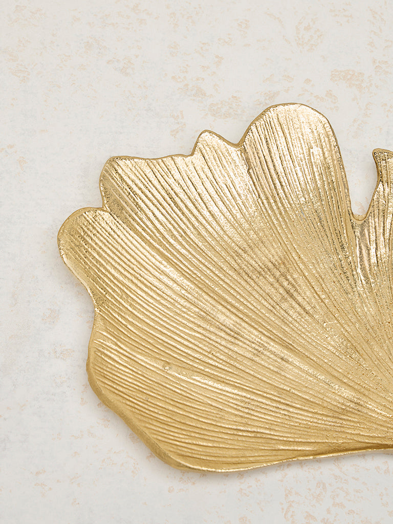 Westside Home Gold Leaf Design Decorative Platter - Image 3