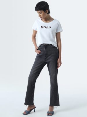 LOV Grey Straight-Fit High-Rise Jeans