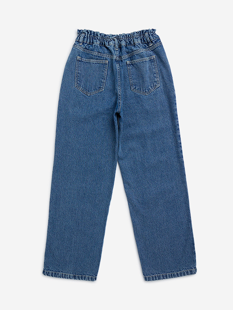 Y&F Kids Blue Straight-Fit High-Rise Jeans - Image 3