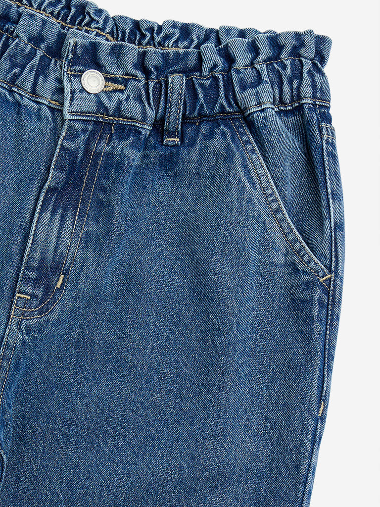 Y&F Kids Blue Straight-Fit High-Rise Jeans - Image 4