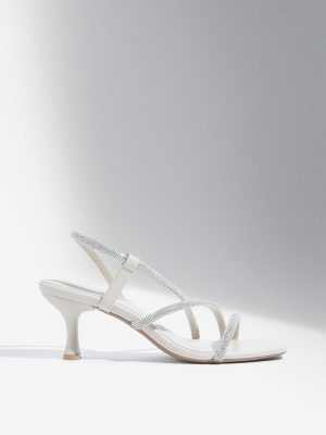 LUNA BLU Ivory Pearlescent Heel Sandals